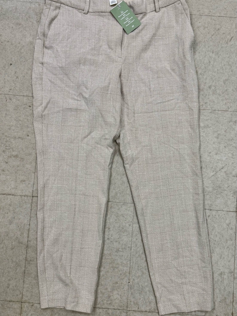 H&M Beige Plaid Chinos